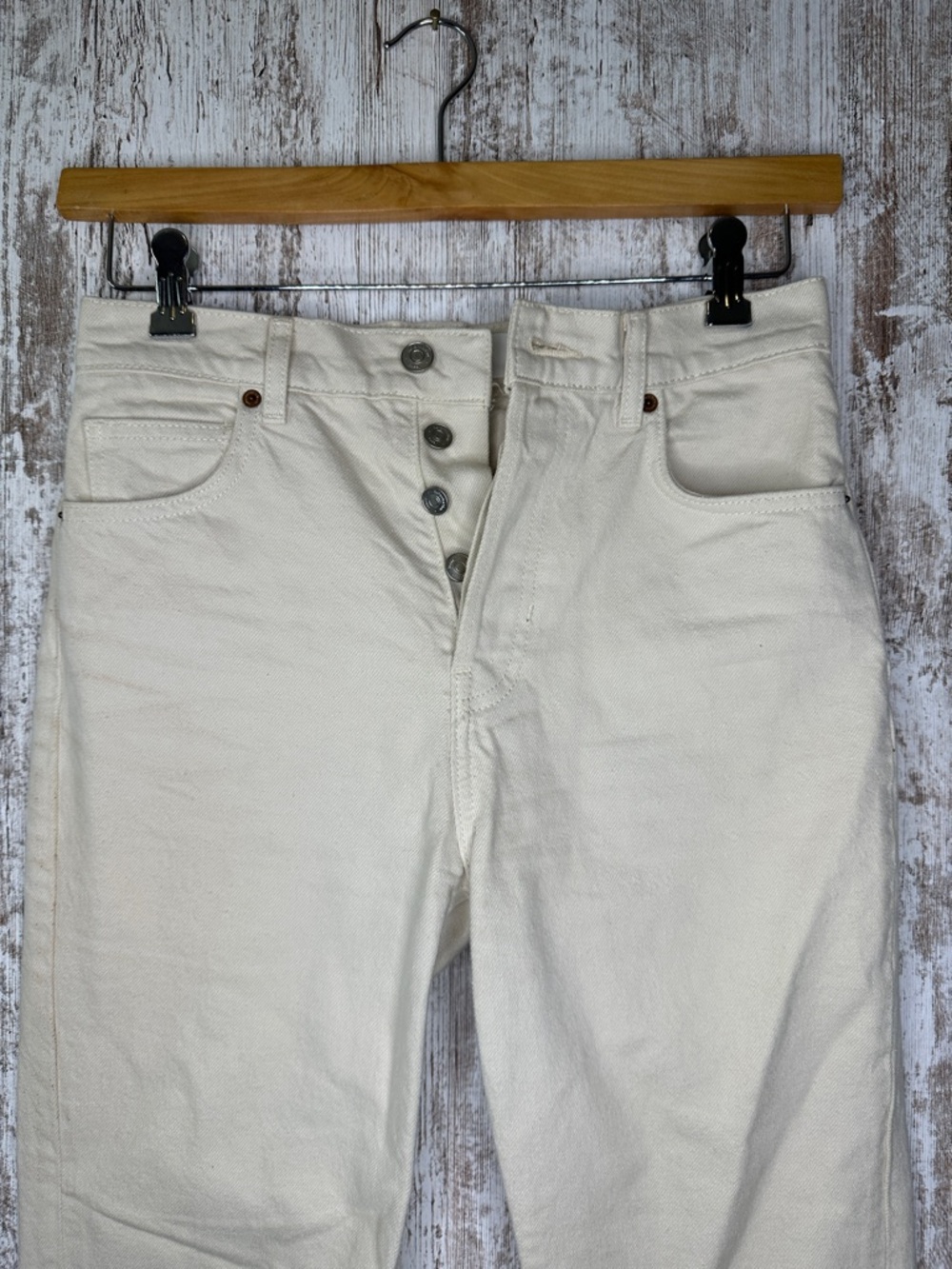 Reformation High-Rise Straight Jeans in Beige Off White - Picture 7 of 14